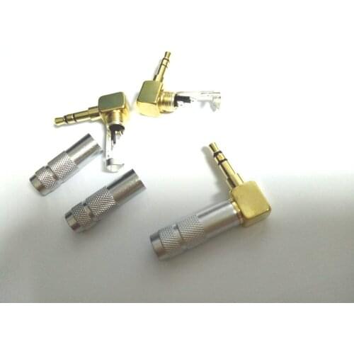 500pcs Gold plated 3.5mm Stereo 3 Pole Male Plug 90 degree Audio solder adapter New