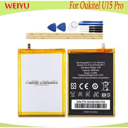 3.8V 3000mAh battery For Oukitel U15 Pro phone Replacement Batteries High Quality +Tools