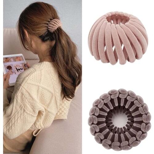 Velvet High Horsetail Artifact Fixed Meatball Hair Ring Ties Hair Clips Head Hair Accessories 2021 Fashion Women New Headwear