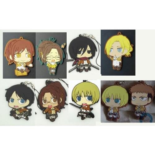 Attack on Titan Anime keychain Krista Lenz Rivaille Eren Armin Sasha Mantra Rubber strap/phone charms