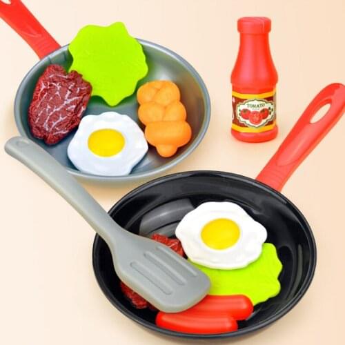 Children Pan Spatula Bread Steak Cooking Food Girl Hands On Ability Kitchen Toy 8 Pieces Game Set