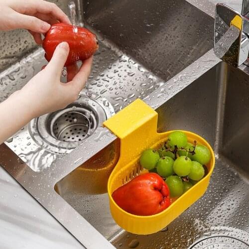 Double-layer Sink Strainer Creative Fruit Vegetable Drainer Basket Fruit Vegetable Sponge Sink Strainer Kitchen Storage Shelf