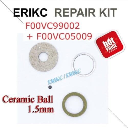 ERIKC Diesel Injector Black Ceramic Ball Repair Kit F00VC05009 Fuel Injection Sealing Ring F00VC99002+F00VC05009 Diameter=1.50mm