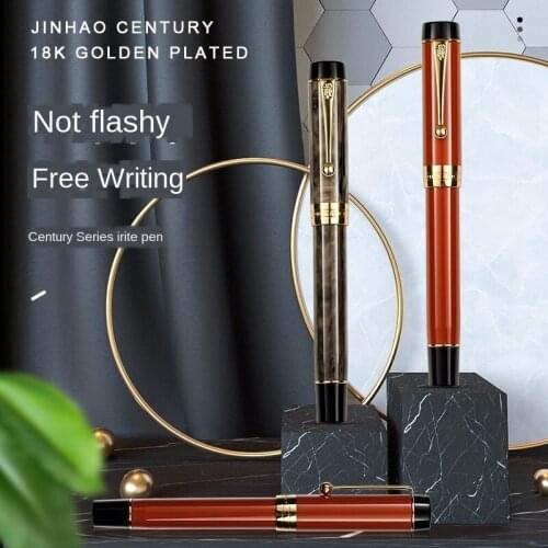Jinhao 100 Centennial Resin Fountain Pen 18KGP Medium / Bent Nib 0.6 /1.2mm with Converter Golden Clip Business Office Gift Pen