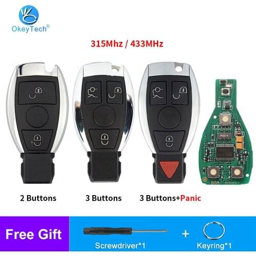 OkeyTech 315/433Mhz Remote Control Key For MB 2/3/4 Buttons Folding Car Key For Mercedes Benz 2000+ NEC BGA Uncut Blank Blade