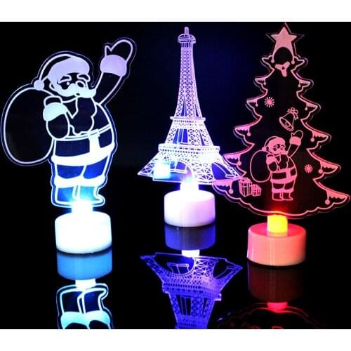 Creative Santa LED Night Light Luminous Toys Kids Acrylic Christmas TreeToy Girls Boys Bedroom Decor Glow In The Dark Toys Gifts