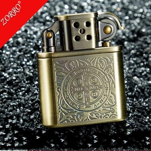Constantine ZORRO Copper Cigarette Lighter Gasoline Vintage Metal Kerosene For Gas Lighter Grinding Wheels Fire Lighter