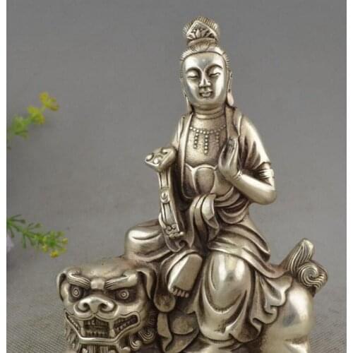 Copper Statue Silver plated brass ornaments Avalokitesvara Bodhisattva