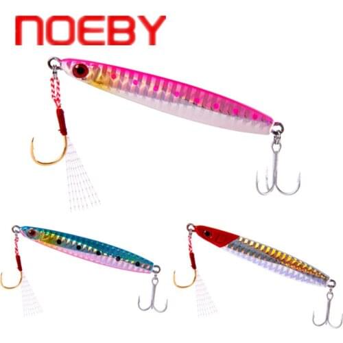 Noeby Metal Bait 85mm/28g 95mm/40g Long Casting Metal Spoon jig Bait with Two Hooks Slow Jigging Fishing Lure Pesca Peche Tackle