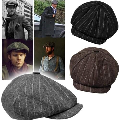 Fashion Men Berets Autumn New Vintage Stripe Cap WomenS Casual Pumpkin Hat Gatsby Flat Newsboy Hats BLM220