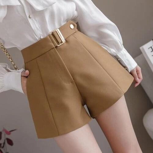 Korean Style Fashion Women High Wasisted Wide Leg Black Shorts , 2021 Newly Summer Spring Office Lady Casual Shorts