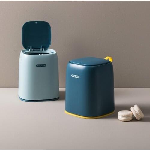 Desktop Trash Can Household Push-type Debris Bucket with Lid Mini Dressing Table Storage Bucket Office Storage Paper Basket