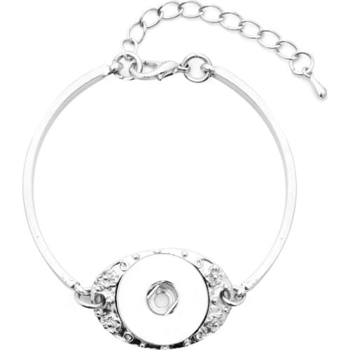 New SG0078 Simple metal charm snap Bangle Bracelets fit 18MM charm snap button jewelry wholesale