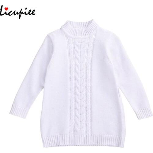 Solid Baby Kids Sweater Unisex Toddler Baby Girl Sweater, Casual Warm Cable Knit Long Pullover for Autumn Winter 2-7 Years