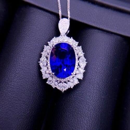 Sapphire Necklace Pendant Free Shipping 925 Sterling Silver For Men Women Super