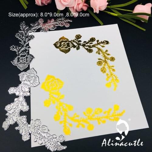 Alinacutle Glimmer Hot Foil Plate Die 2pc vine flower border DIY Scrapbooking Paper Craft Handmade Card Punch Art A