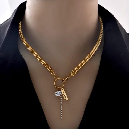 Inserts No fading Stainless steel zircon Necklace high-fashion charm pendant Light luxury gift for women jewelry