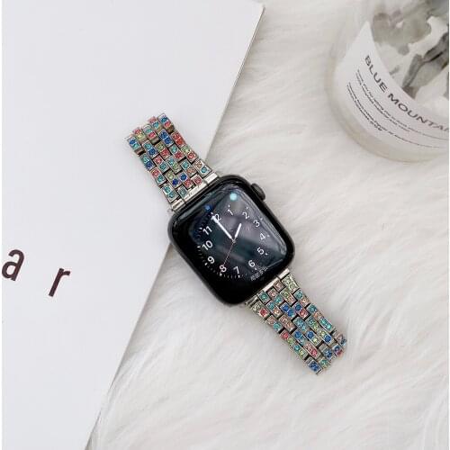 Crystal Diamond Strap band Women Style For apple watch 38mm 40mm 44mm 42mm stainless steel strap Watch Band For iWatch 6 5 4 SE