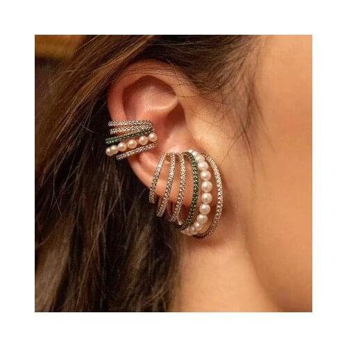 Punk Rock Gold Color Clip Earrings No Piercing Trendy Link Chain Earcuffs Statement Cartilage Earrings for Women Party Jewelry