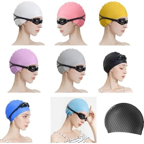 Swimming Cap Silicone Elastic Water Drop Cap Non-Slip Waterproof Anti-Dropping Swimming Cap