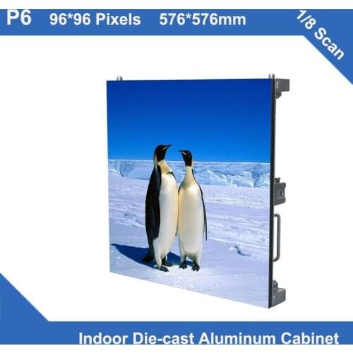 TEEHO 6pcs/lot P6 indoor full color led display diecasting cabinet panel 576mm*576mm slim rental 1/8 scan panel sign led screen