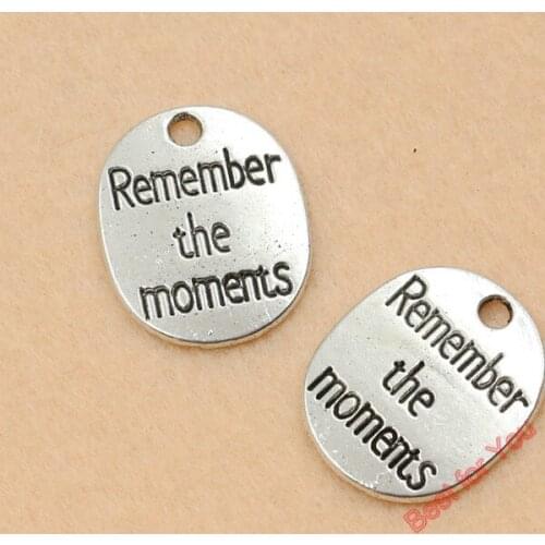 5pcs Tibetan Silver Plated Remember Moment Charm Pendants Jewelry Making Craft Charm Handmade Jewelry Diy Accessories 22x18mm