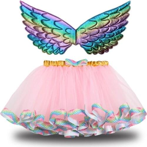 Qunq Girls Tutu Skirt Rainbow Mesh Performance Costume for Baby Toddler Girls 1 2 3 4 5 6 Year Children Summer Bow Skirts