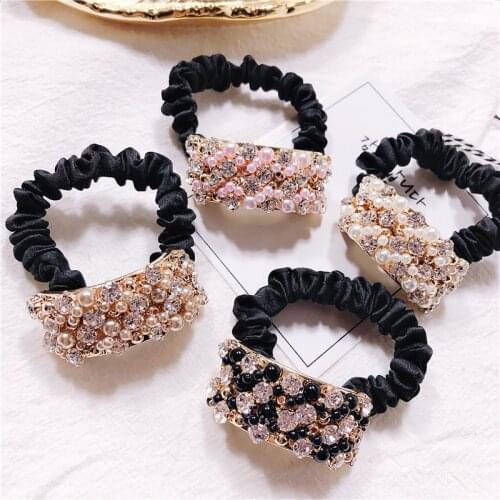 Women Lady Fashion Elastic Hair Ring Luxury Rhinestone Hair Rubber bands Rope Headbands Hair Accessories for Women & Girls