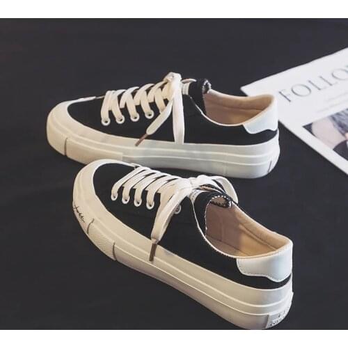 Canvas Sneakers Woman Vulcanized Shoes Yellow 2021 Spring New Trendy Skateboard Casual Shoes Flats Ladies Platform Sneaker