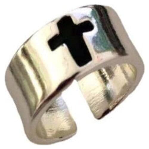 Simple Silver Color Cross Finger Ring Temperament Womens Fashion Open Ring Punk Street Jewelry Accessories