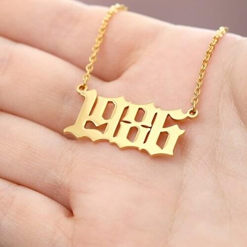Gold Chain Year Number necklaces & pendants Number Necklace for Women year1996 1997 1998 1999 Collar Mujer
