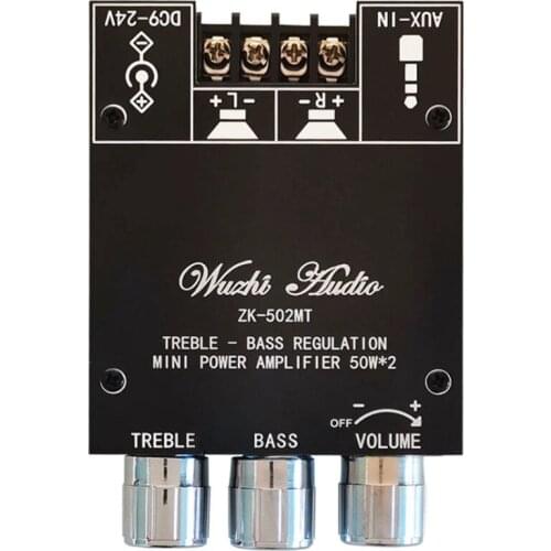 ZK-502MT Bluetooth Audio Stereo Amplifier Board 2X50W Module Bass AMP