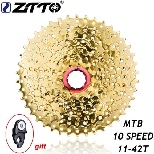 ZTTO MTB Bike 11-42T 10 Speed Cassette 10s 42t Freewheel Mountain Bicycle Gold Golden Sprocket for Parts m6000 m610 m675 m780 K7