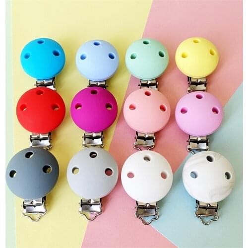 1pcs Round Silicone Pacifier Clips Solid No-Rusty Silicon DIY Baby Chew Dummy Chain Clasps Adapter