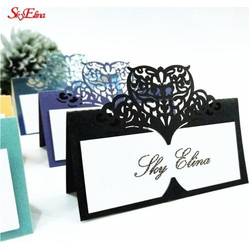 10 PCS 9cm*9cm Hollow out Luxury Table Name Place Cards Wedding Christmas Birthday Party Cards Table Favor Decoration 5Z