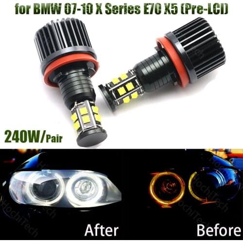 120W 6000K white H8 LED Angel Eyes Led Marker Lights for BMW 2007-2010 X Series E70 X5 (Pre-LCI)