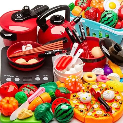 77 Plastic Kitchen Play House Toy Set Cut Fruit and Vegetable Food Simulation Toy Early Education Educational Toy Girl Gift