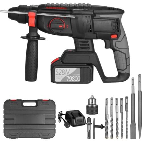 21V Brushless Heavy Duty 4 Function Rotary Hammer Drill 1 Inch SDS-plus Grip Handle 980 RPM Cordless Drill Demolition Kit