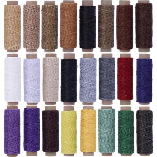 24Colors Waxed Sewing Thread for Leather Shoes Hand Stitching Crafts 150D 50m Waxed Handicraft Leather Product Waxed Thread Cord