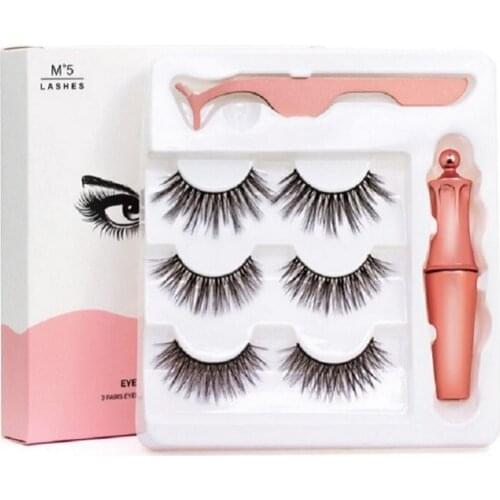 3pcs/sets Magnet Eyelash Magnetic Liquid Eyeliner&False Eyelashes&Tweezer Waterproof Long Lasting Eyelash Extension
