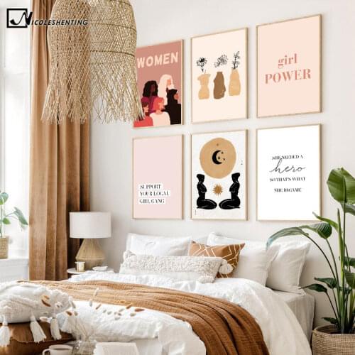 Abstract Woman Illustration Canvas Painting Indie Pop Decoration Poster Boho Style Print Wall Art Decorative Picture Home Decor