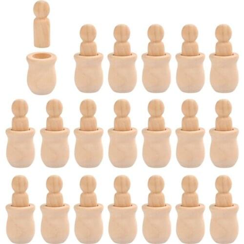 Promotion! Unfinished Wooden Peg Nesting Dolls People Bodies,Natural Unpainted Decorative Wood Figures for Painting,Art Projects