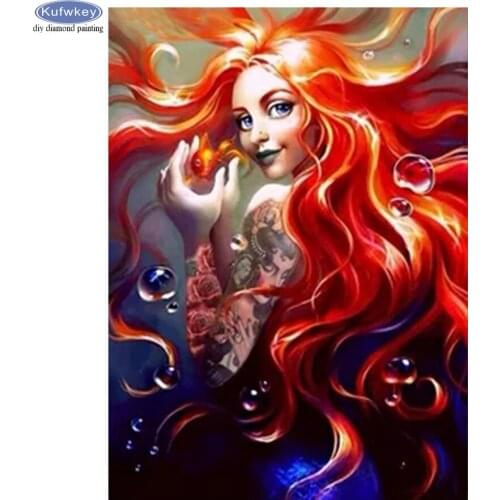 Mermaid Diamond Painting Cartoon girl Picture Of Rhinestones DIY Diamond Embroidery 5D Square/Round Mosaic Crafts Needlework