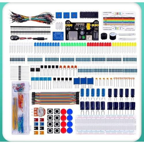 Electronic Component Basic Starter Kit 830 For Arduino UNO R3 Mega256 with Resistor Transistor RGB Capacitor LED Buzzer Switch