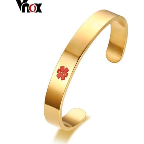 Vnox Free Engraving Cuff Bangle Medical Alert ID Emergency ICE Bracelet Secret Message Hidden
