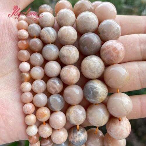 Natural Sunstone Beads smooth Round Stone Beads Loose 6/8/10/12/14mm For DIY Necklace Bracelet Jewelry Making 15" Free Shipping