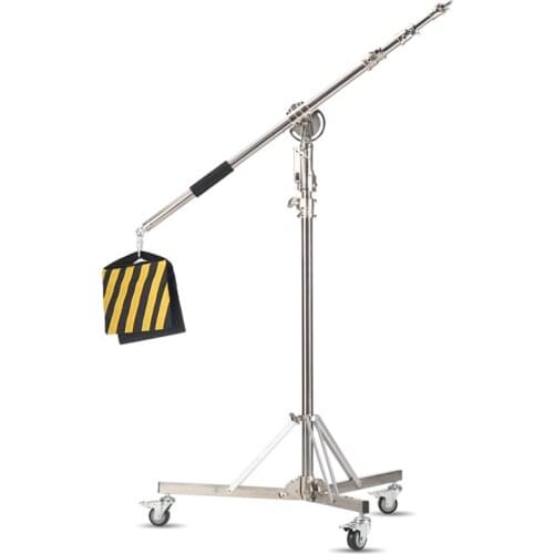 By-907 Photographic Light Stand With Large Cross Rod Top Light Stainless Steel Cross Arm Light Stand With Wheel