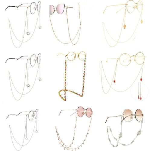 1Pair Eyeglass Strap Reading Glasses Hanging Chain Fashion Sunglasses Spectacles Holder Neck Cord Glasses Slip Metal Chain