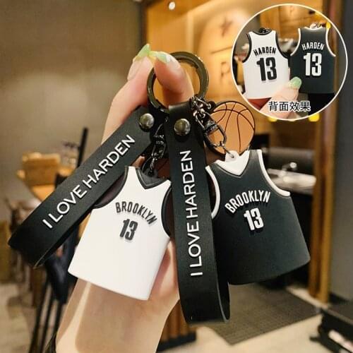 Handmade DIY Black and White Basketball Clothes Keychain Male Student Backpack Car Key Chain Accessories Friends Gift Pendant