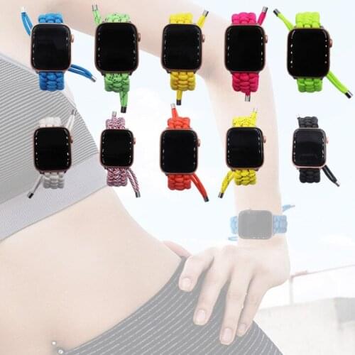 Colorful Fabric Braided Rope Strap for Apple Watch 40/44mm 38/42mm Adjustable Bracelet Band Watchband for iWatch 6/5/4/3/2